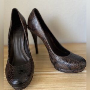 Tory Burch Pumps Jude Heels Brown Snakeskin python Leather High Heel Shoes‎ 10